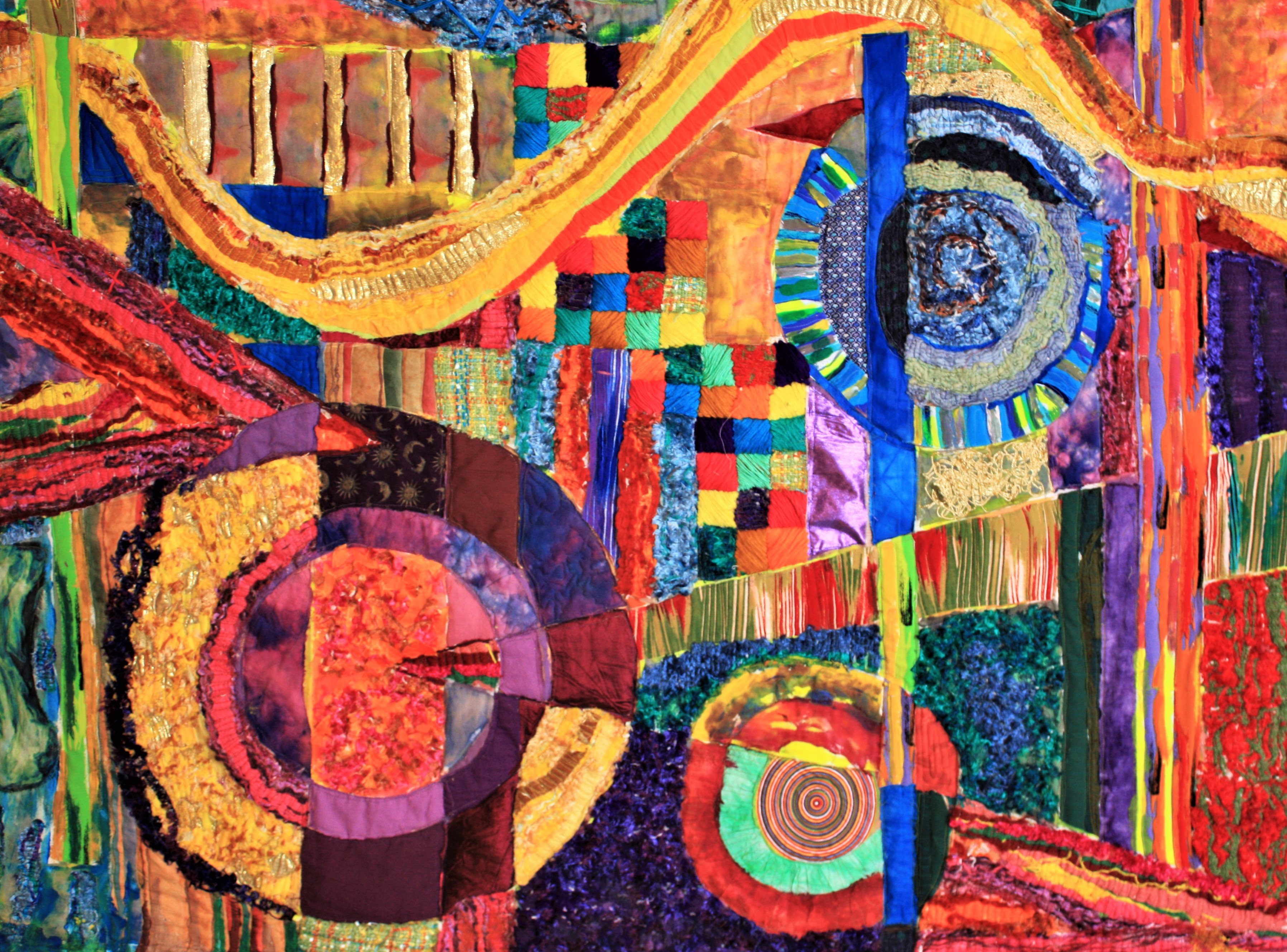 Grounded Spheres — art quilt by Enid Viljoen, fibre artist